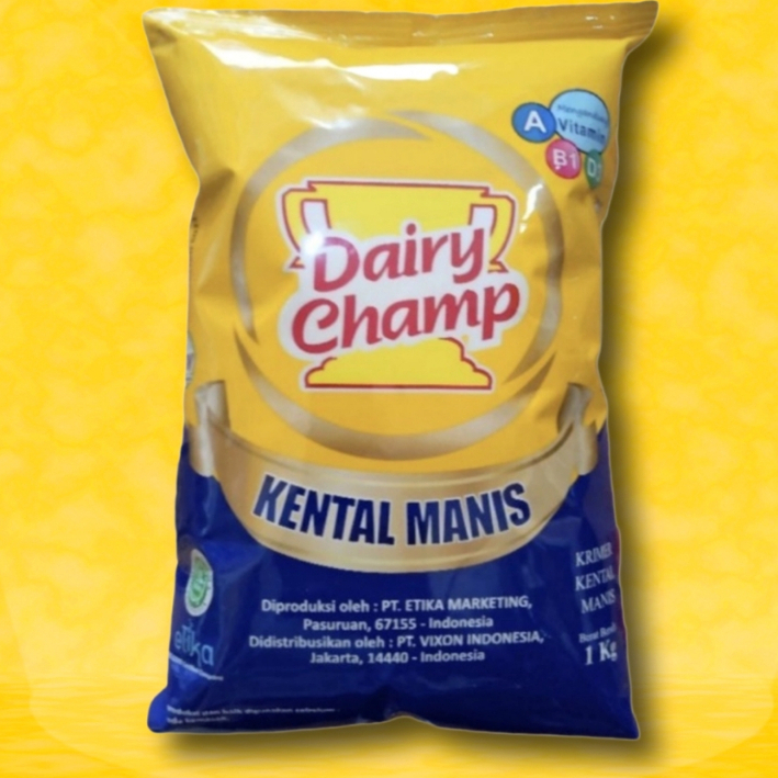 

Susu Krimer Kental Manis Dairy Champ 1 kg / Dairy Champ Pouch / Bantal