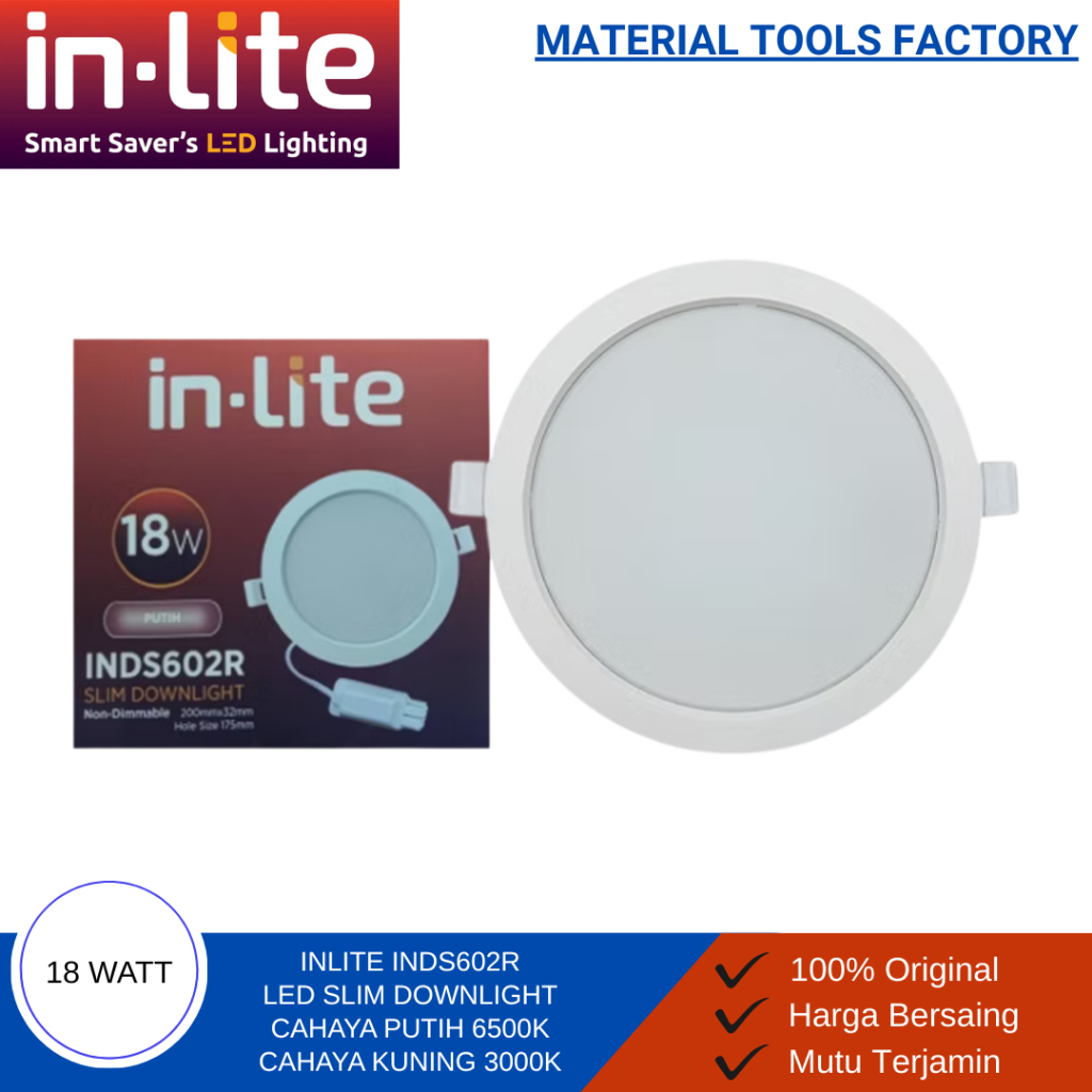 Lampu LED - Lampu Downlight Plafon - Downlight  InLite Lampu LED Panel Plafon Slim Downlight 18W 18 