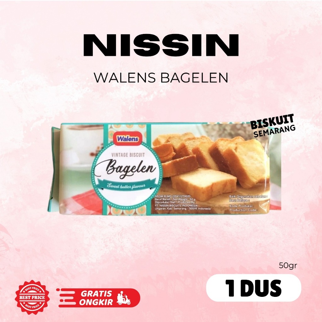 1 Dus Nissin Bagelen 50gr isi 36pcs BISKUIT SEMARANG