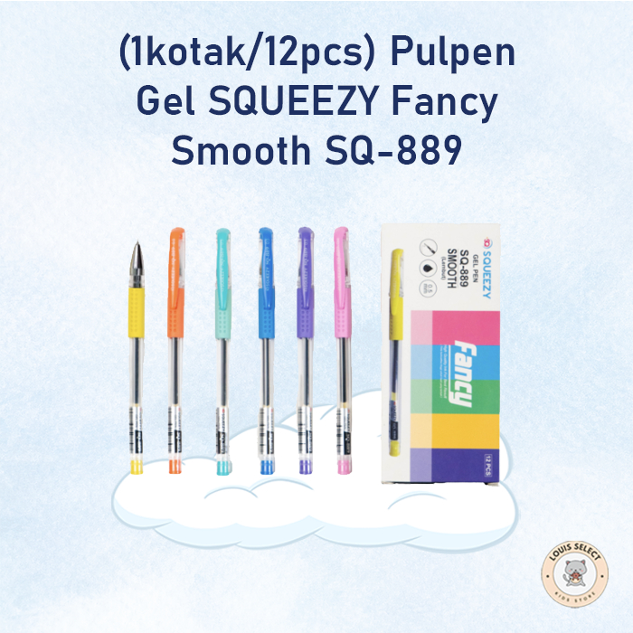 

(1 Kotak @12 Pcs) Pulpen Gel SQUEEZY Fancy Smooth 0.5mm (Hitam) | Gel Pen SQUEEZY SQ-889 Smooth 0.5mm | Pulpen Gel Hitam Smooth SQUEEZY 0.5mm