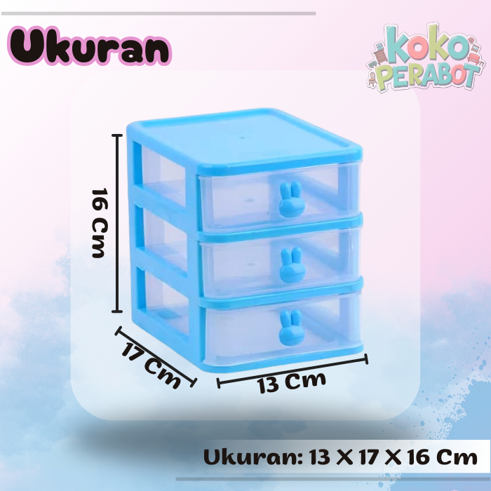 LACI MINI 3 SUSUN & 4 SUsun BENTUK RABBIT PLASTIK / LACI MINI PLASTIK SERBAGUNA KOSMETIK, ALAT DRAWI