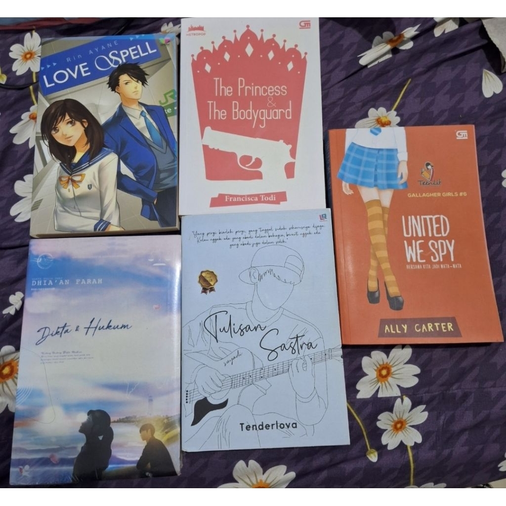 PRELOVED NOVEL DIKTA&HUKUM, TULISAN SASTRA, LOVE SPELL, THE PRINCESS&THEBODYGYARD, UNITED WE SPY