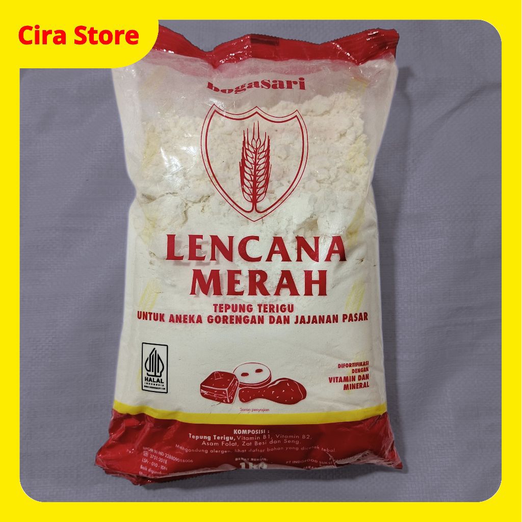 

Tepung Terigu Bogasari Lencana Merah 1kg. Tepung Lencana Merah LM
