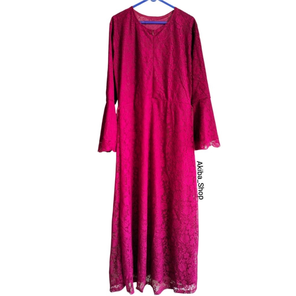 Dress Gaun Gamis Brokat Muslimah Merah Maroon
