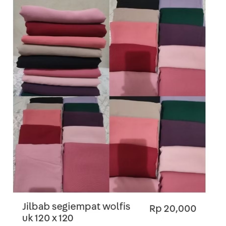 jilbab segiempat wolfis uk 120x120cm (preloved)