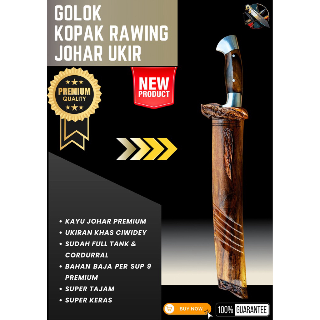 [BILAH_PISAU] GOLOK KEBUN KOPAK RAWING JOHAR UKIR GOLOK BAJA SUPER TAJAM Baja Per SUP9 Asli Original