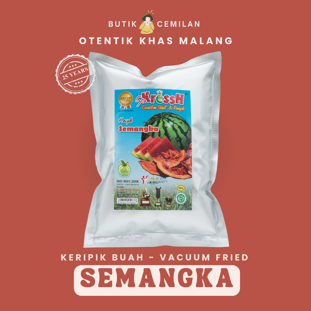 

Keripik Buah Semangka Sokressh 50gr – Snack Sehat Renyah Manis Segar Khas Malang