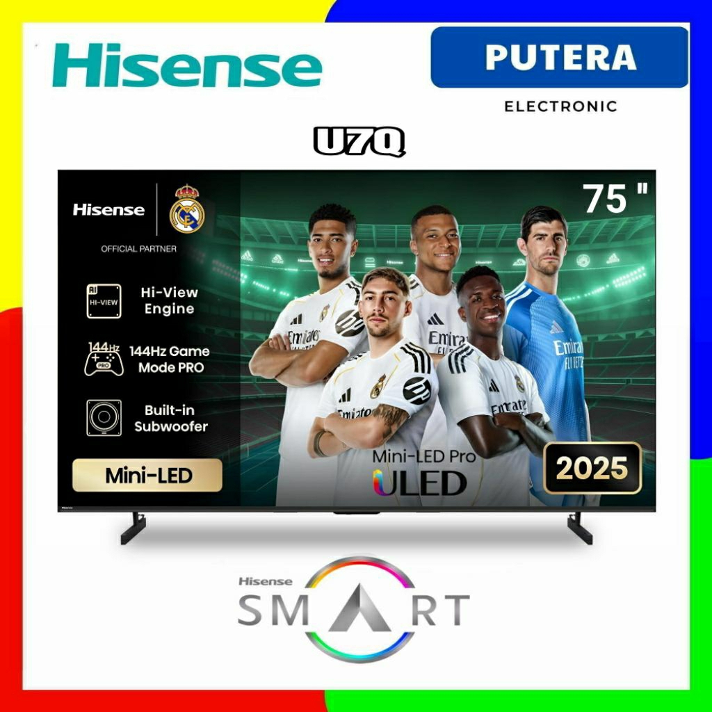 HISENSE 75U7Q SMART TV 75 inch ULED MINI-LED 4K 2025 144Hz Game Mode Pro Build-in Subwoofer U7Q