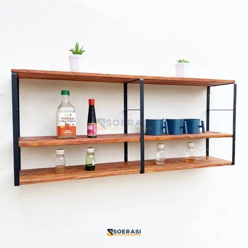 Rak besi kayu dinding Rak dinding tempel serbaguna