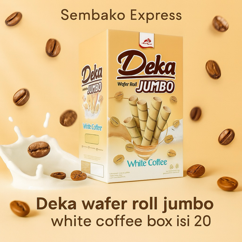 

Deka Wafer Roll Jumbo White Coffee Box Isi 20 – Deka Jumbo Roll Kopi Putih