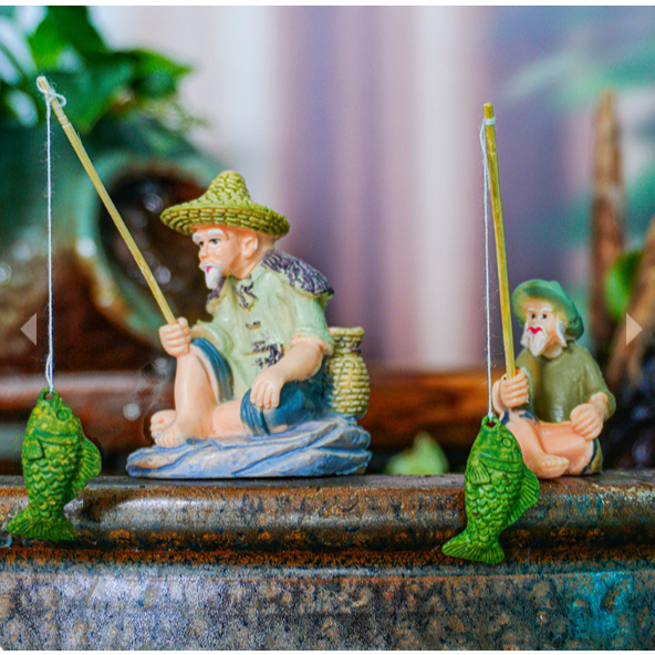 Hiasan Aquarium Orang Mancing Ornamen Kolam Aquarium Aquascape Miniatur Orang Mancing