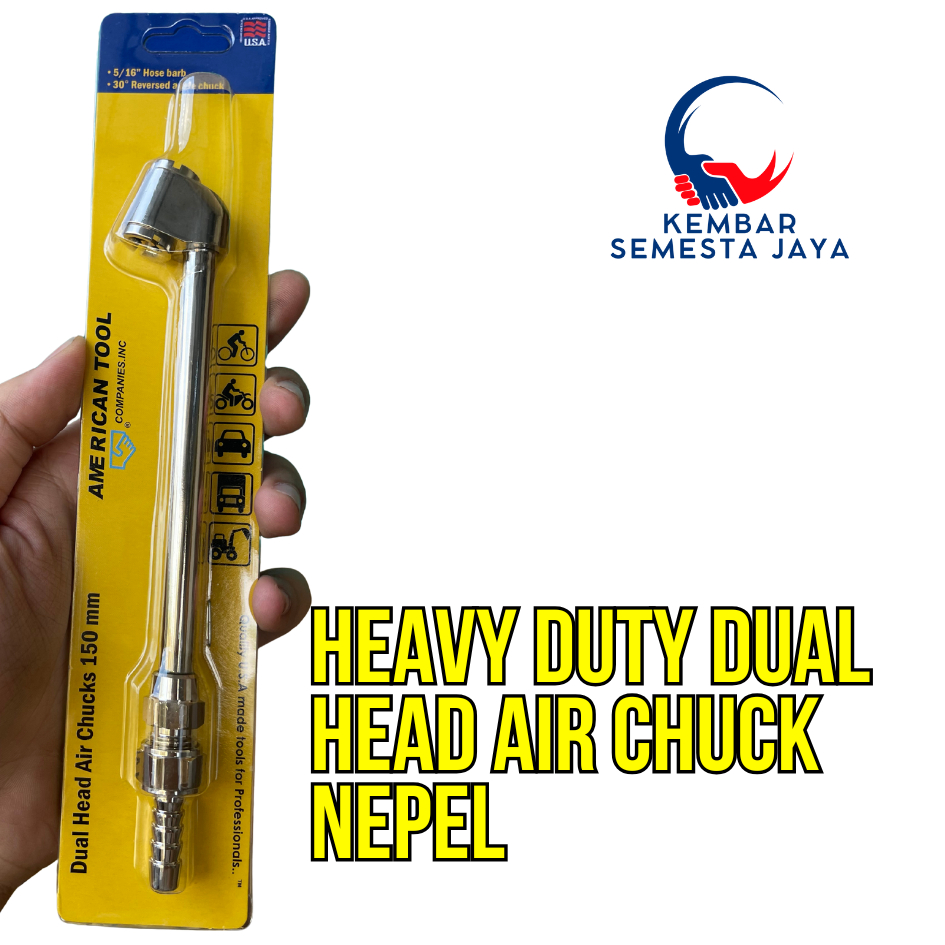 AMERICAN TOOL Air Chuck Condor Alat Isi Angin Ban Dual Head 6 inch Tire Air Chuck Nepel 150 mm 5/16"