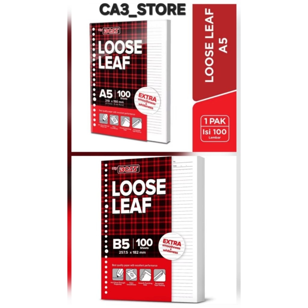 

kertas LOOSE LEAF A5 dan B5 isi 100 Lembar