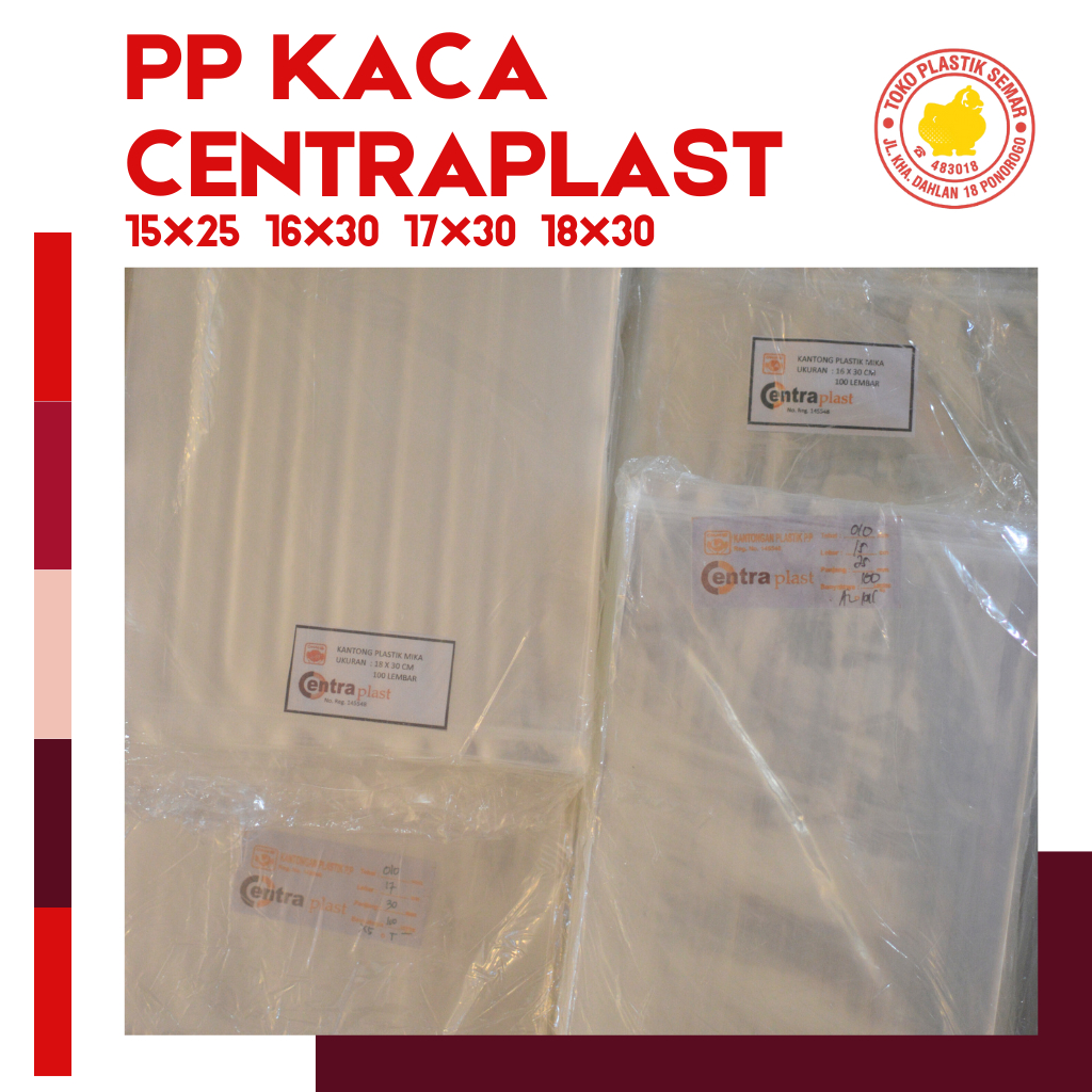 Plastik Bening Kaca tebal 010 15x25 16x30 17x30 18x30 | PP Kaca bening tebal 010 | Centraplast Plast