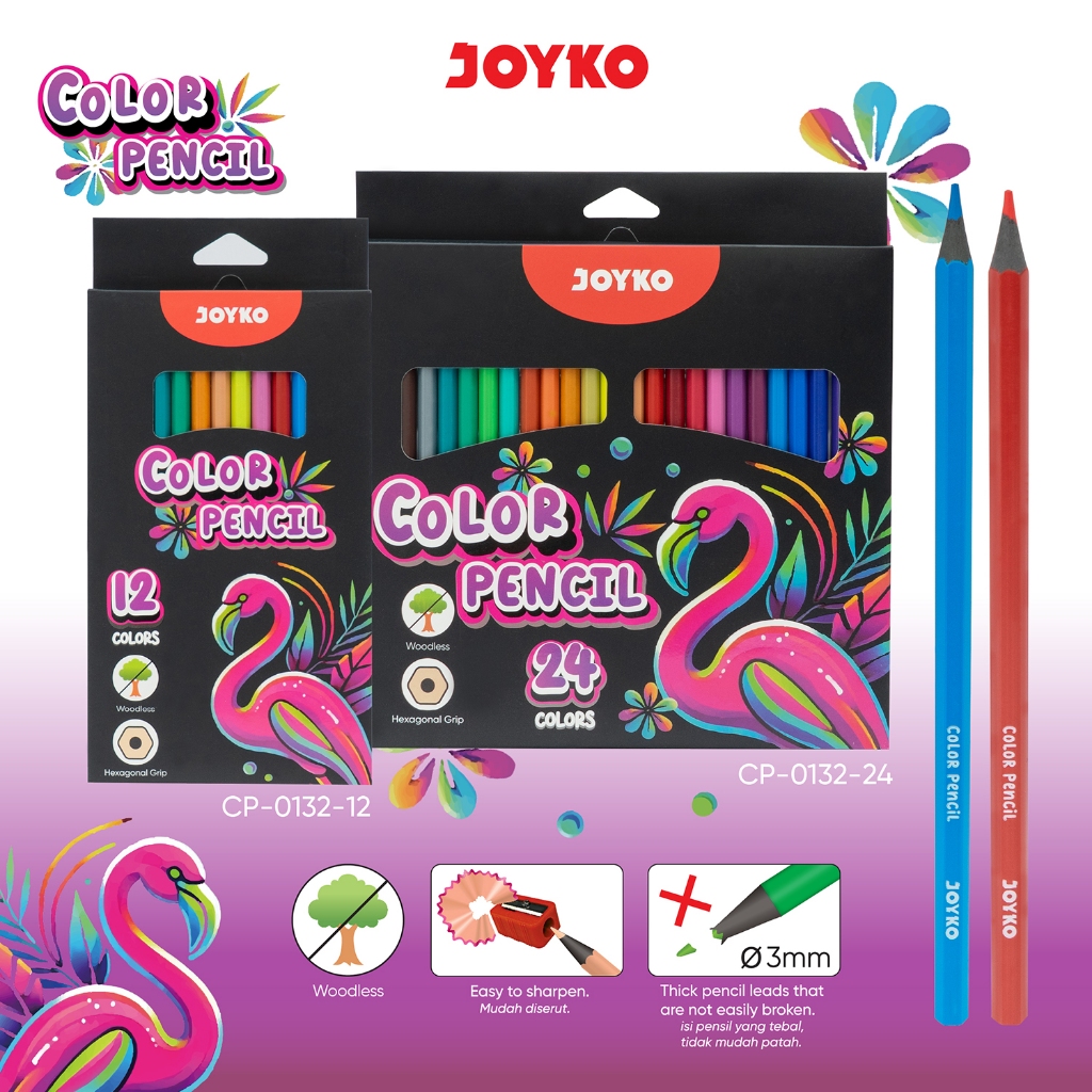 

Joyko Colour Pencil 12 24 Colours / Pensil Warna Joyko 12 24 Warna CP-0133