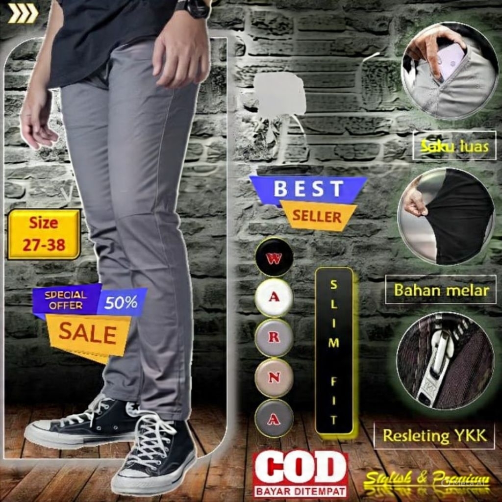 Celana Chino Panjang Slim Fit Erigo Katun Premium Celana Cino Original