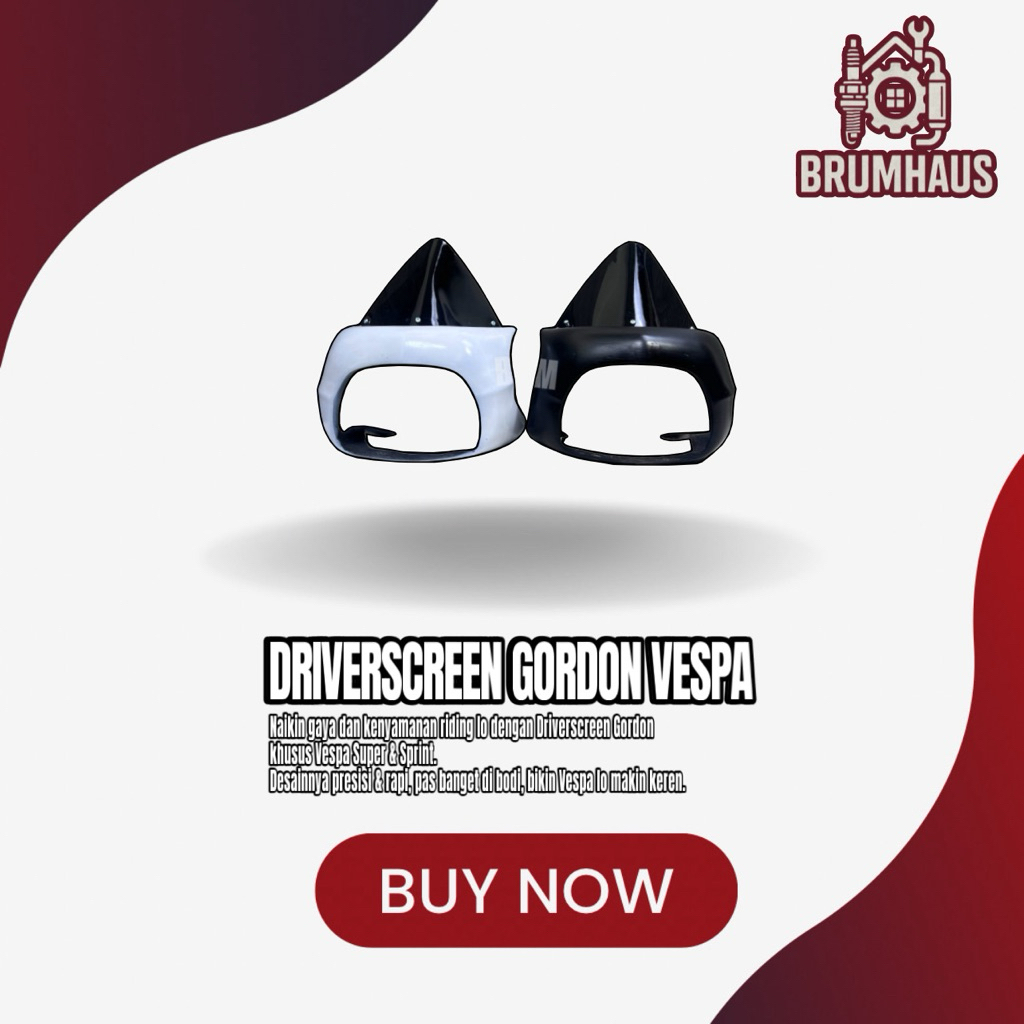 Driverscreen Vespa Gordon – Aksesoris Kaca Depan Vespa Super & Sprint