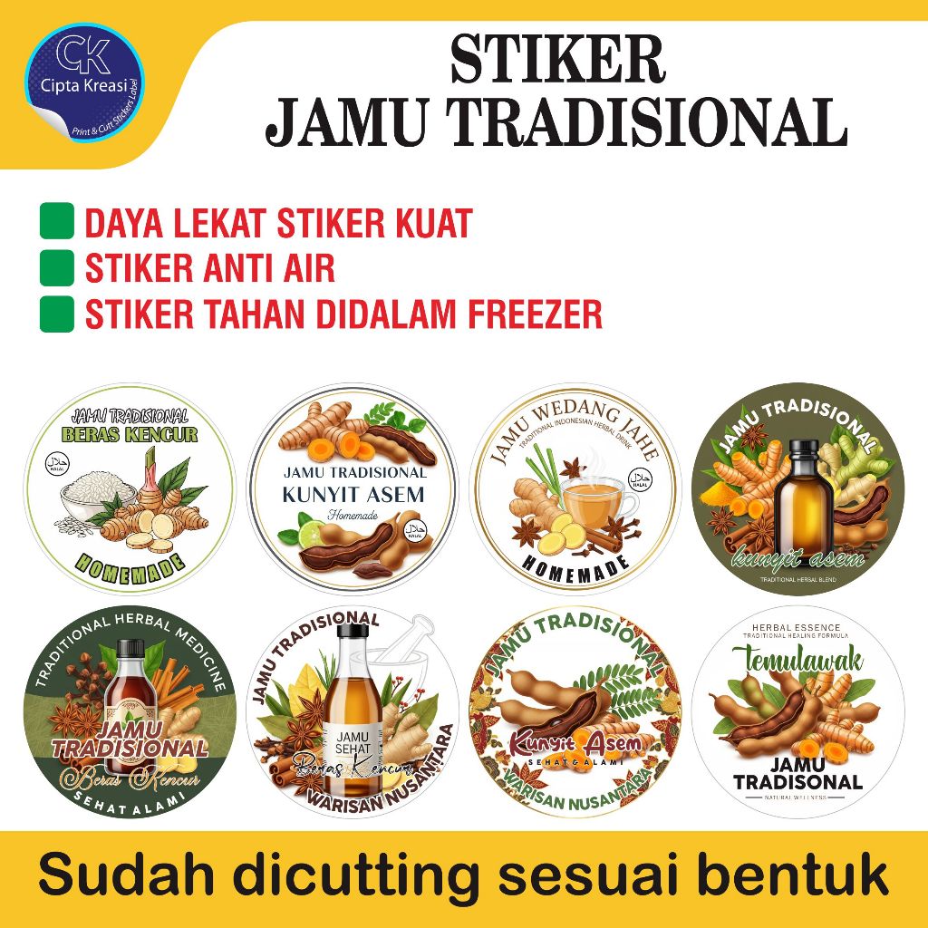 STIKER GELAS CUP / STIKER BOTOL / STIKER JAMU / STIKER JAMU TRADISIONAL / STIKER KEMASAN PRODUK