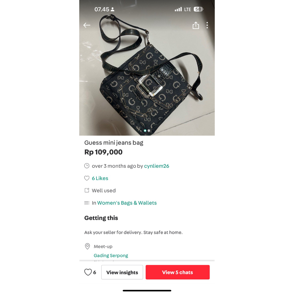 Preloved Guess mini jeans bag