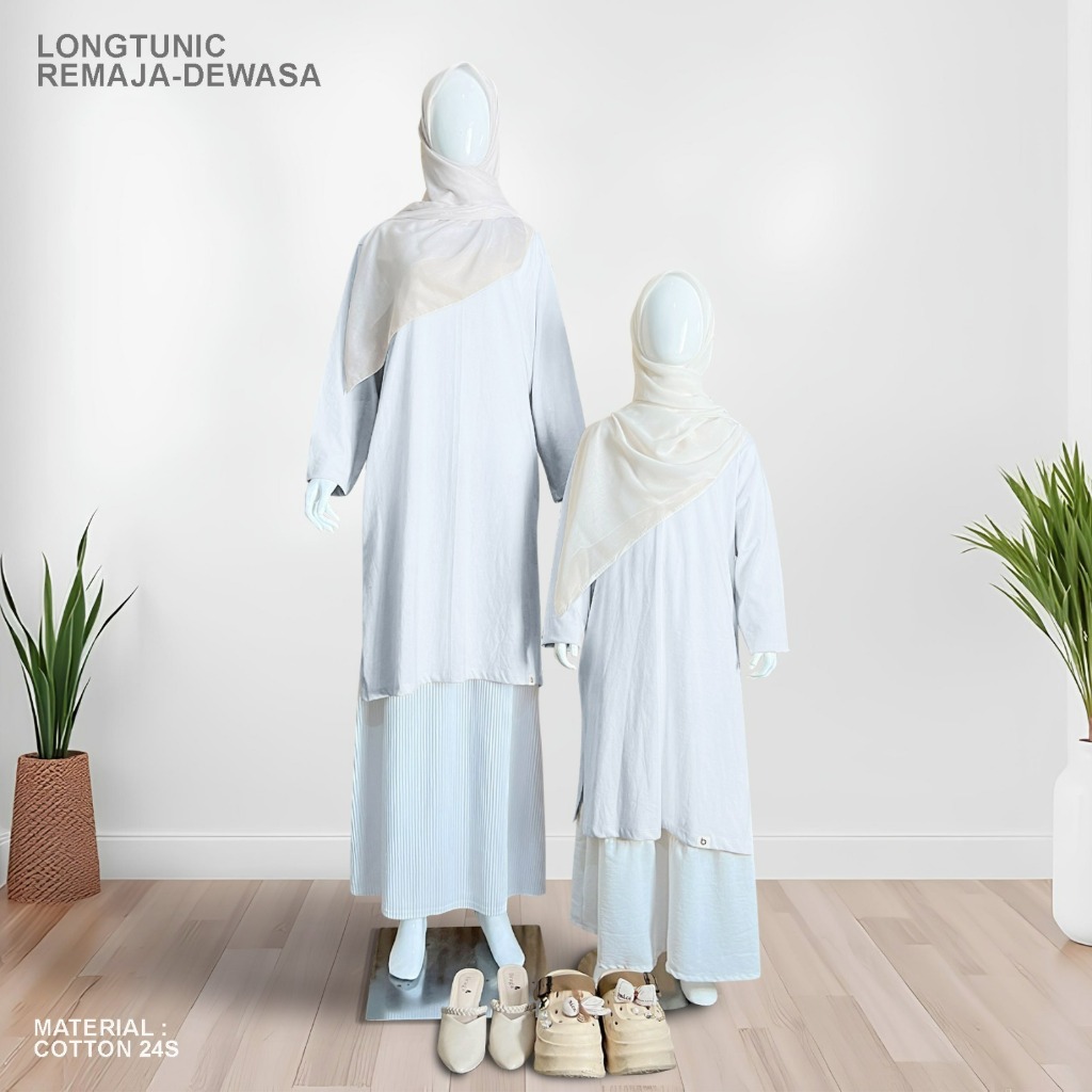 Atasan Wanita Muslimah - Long Tunik Kaos Bahan 24s Remaja dan Dewasa
