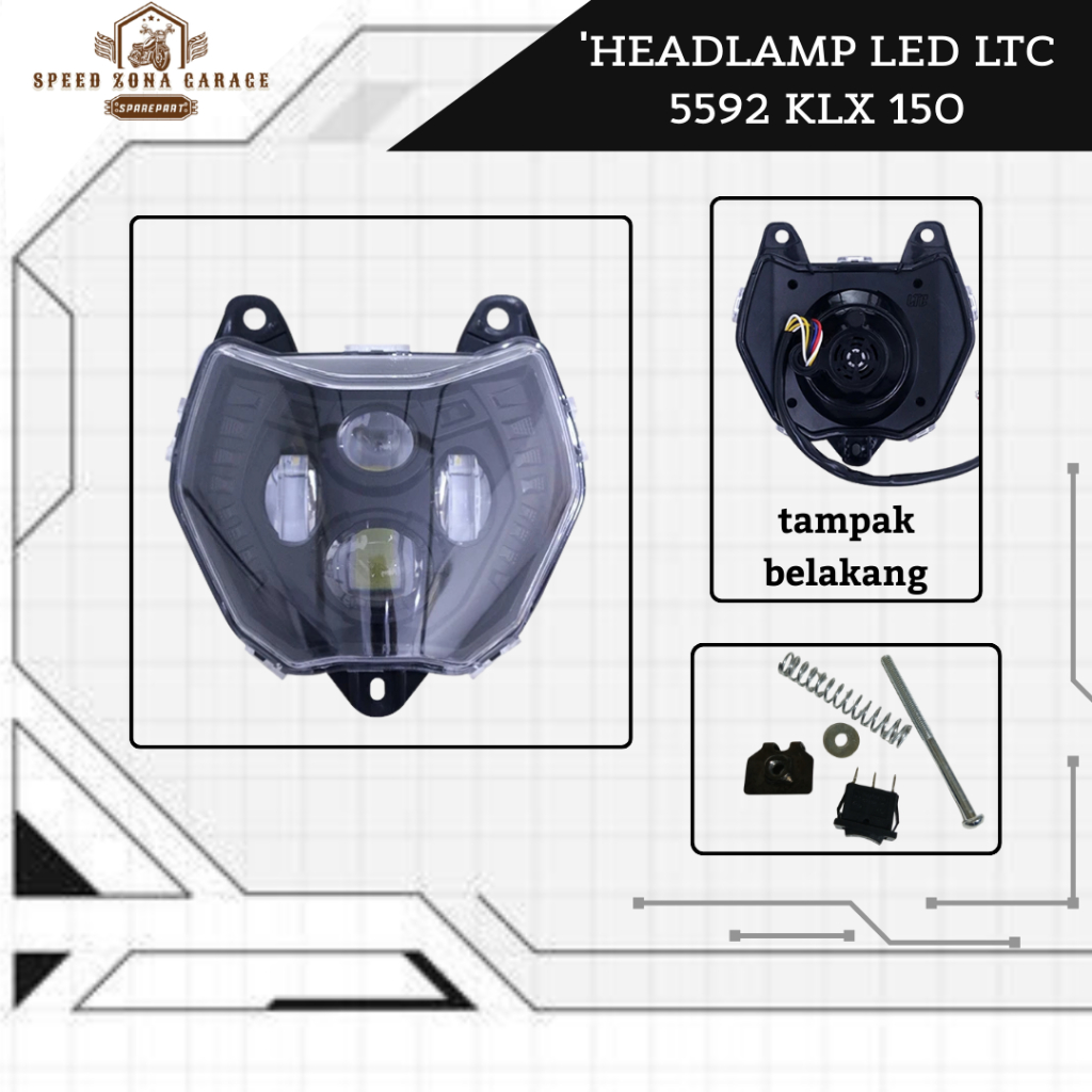 Reflektor LED Lampu Depan Sorot Headlamp LTC Motor KLX 150 5592