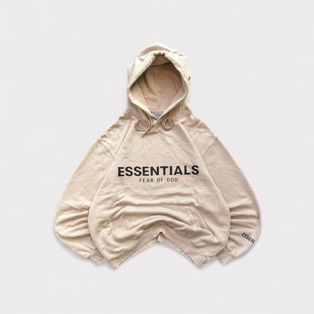 Jaket Pullover Hoodie Essentials Fear Of God Rubber Logo