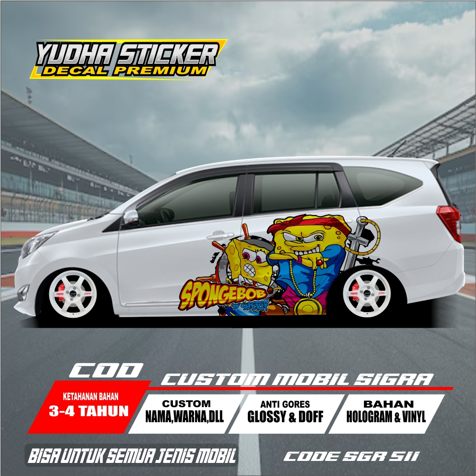 DECAL STICKER ANIMASI SPONGEBOB MOBIL SIGRA AGYA JAZZ BRIO DLL SGR 511-520