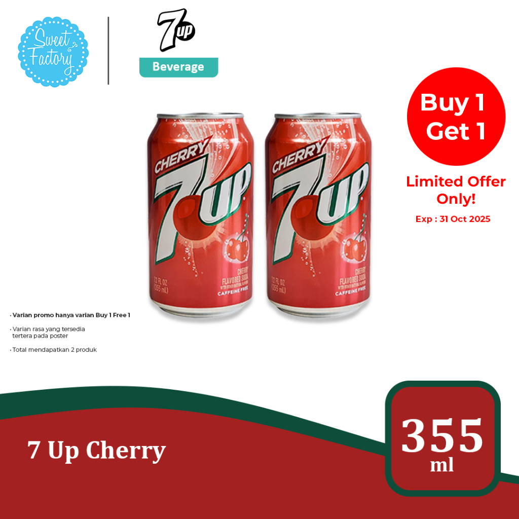 

7 Up Cherry 355 ml - Rasa Ceri Minuman Impor USA