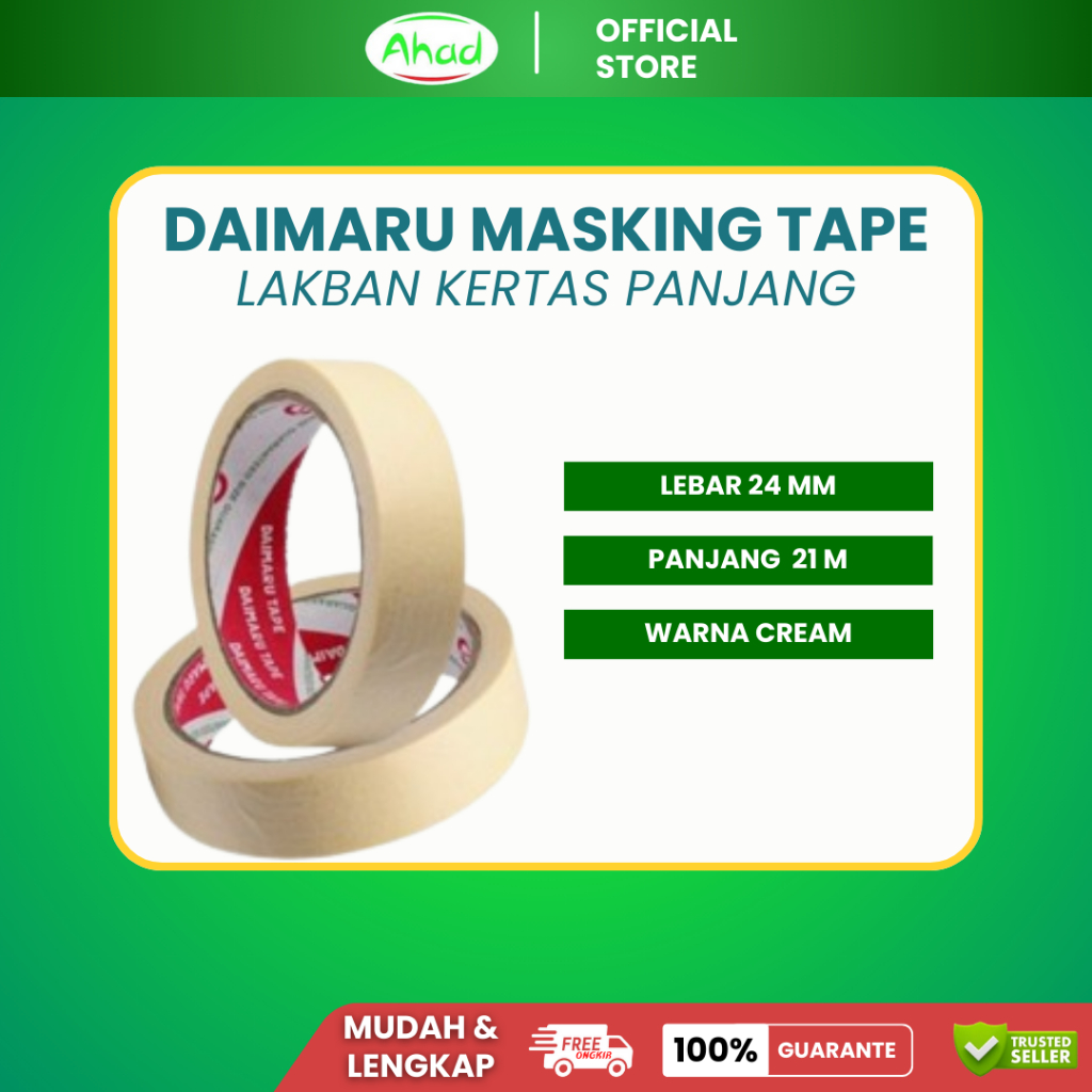 

LAKBAN KERTAS | ISOLASI KERTAS | DAIMARU MASKING TAPE 1 Inchi | LAKBAN KERTAS 21 Meter
