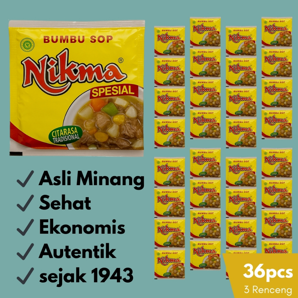 

NIKMA Bumbu Sop Isi 36 Sachet Halal Praktis Higienis Rempah Minang Asli