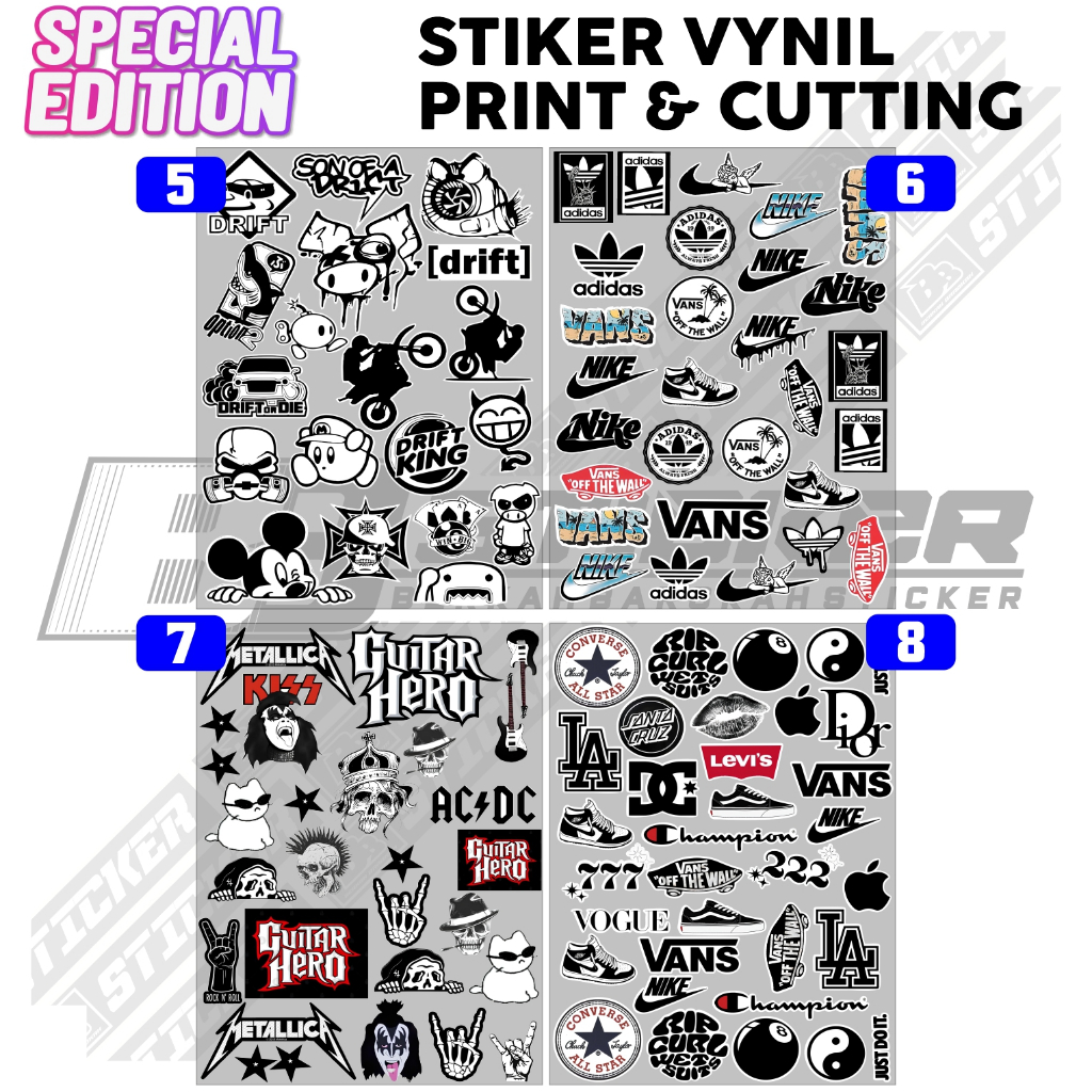 

Sticker Pack Black & White Aesthethic Vinyl Waterproof Sticker Aksesoris | Black & White