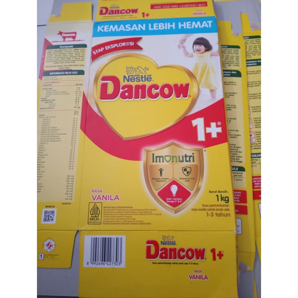 Kerdus bekas susu Dancow 1+ Vanila