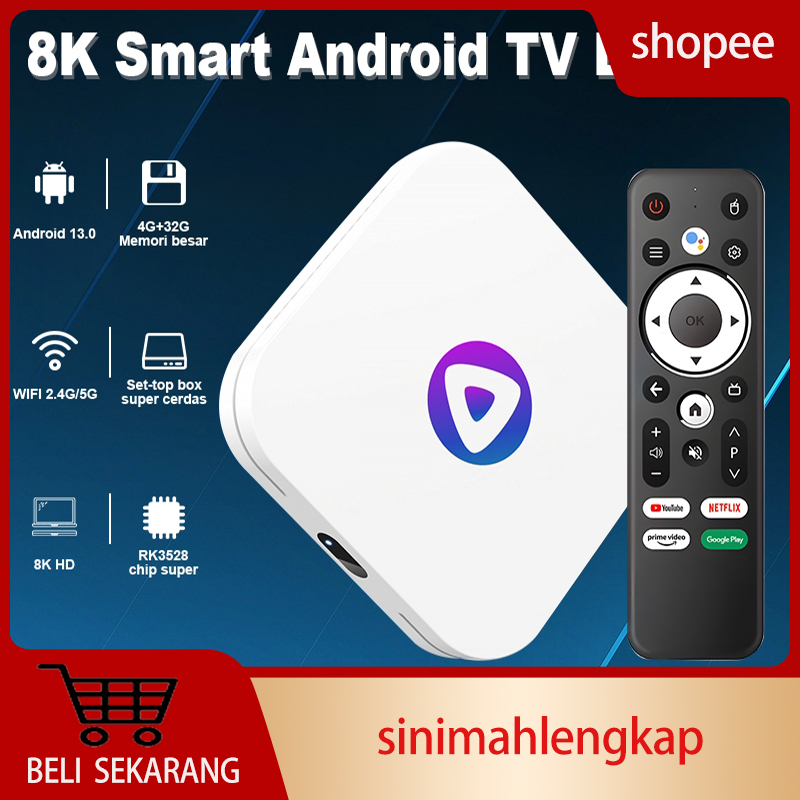 Android Tv Box 8K 4GB 32GB Android 13 Smart Tv || Android 8K Tv Box 4GB 32GB Wi-Fi Bluetooth Smart