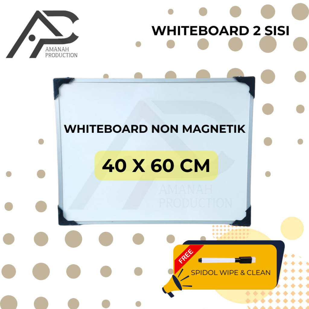 

Papan Tulis whiteboard 40x60 free spidol wipe and clean