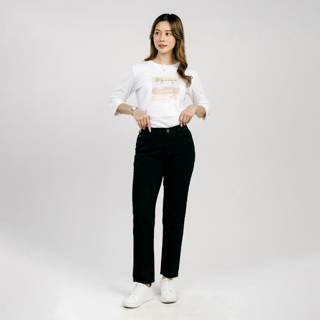 C2 Zabela Black Boyfriend Wanita Jeans