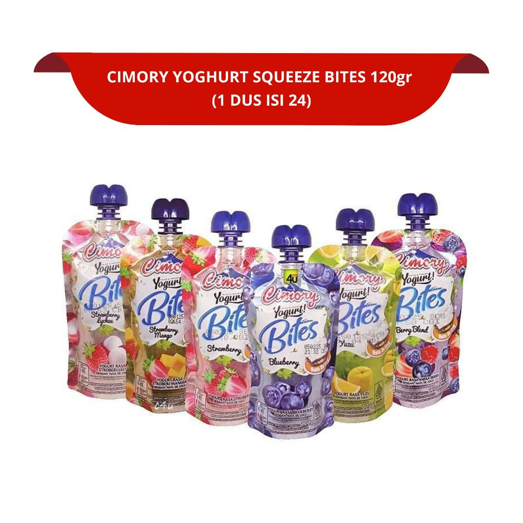 

[1 DUS ISI 24] CIMORY YOGURT SQUEEZE BITES STRAWBERRY BLUEBERRY YUZU MANGO LYCHEE 120gr