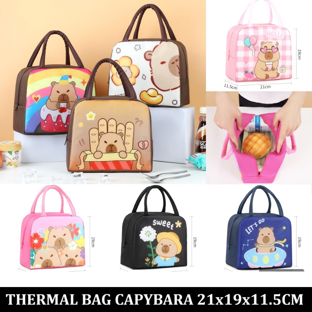 Tas Bekal Thermal Bag Capybara Kapibara original import tahan panas kotak bekal makan siang anak per