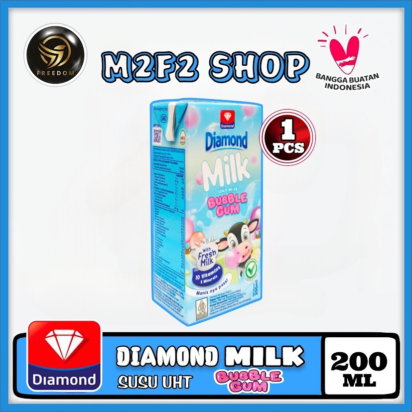 

DIAMOND Milk Bubble Gum | Susu Rasa Permen Karet Kotak UHT - 200 ml (Kemasan Satuan)