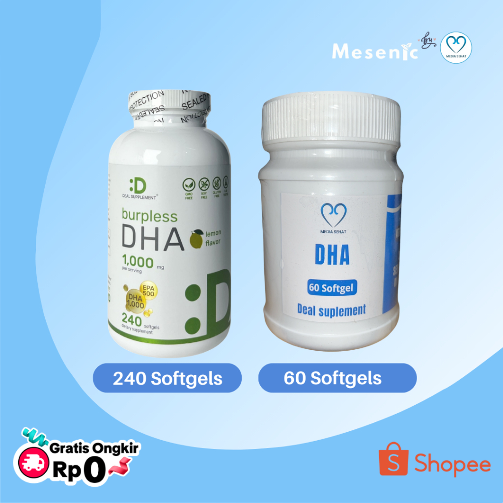 DHA Supplements | 60 & 240 Softgels, Burpless, Lemon Flavor, DHA 1000mg + EPA 500mg