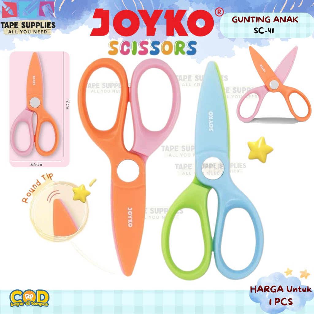 

JOYKO Gunting Anak SC-41 – Scissors Aman Ujung Tumpul Warna-Warni 1 Pcs