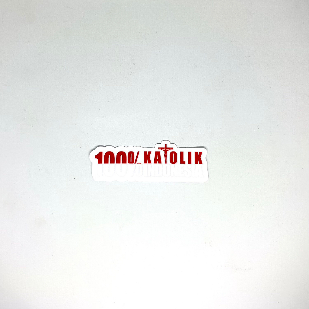 

Stiker Katolik “100% Katolik Indonesia” – Vinyl Laminasi Matte Waterproof