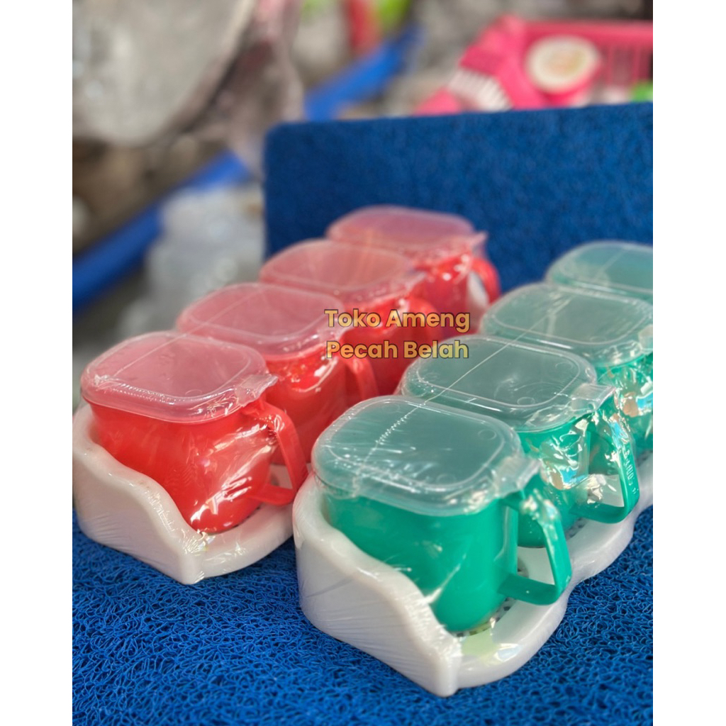 Rak Kotak Tempat Toples Penyimpanan Bumbu Gantung Tempel Dinding Rempah Dapur Wadah Gula Garam Meric