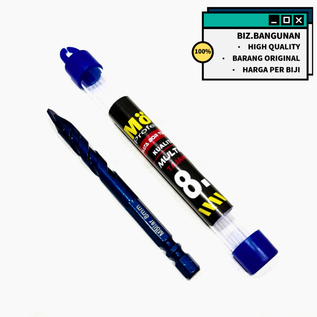 Mata Bor Tombak 8mm Asimetris Mollar - Mata Bor Kaca Keramik Granit Tembok