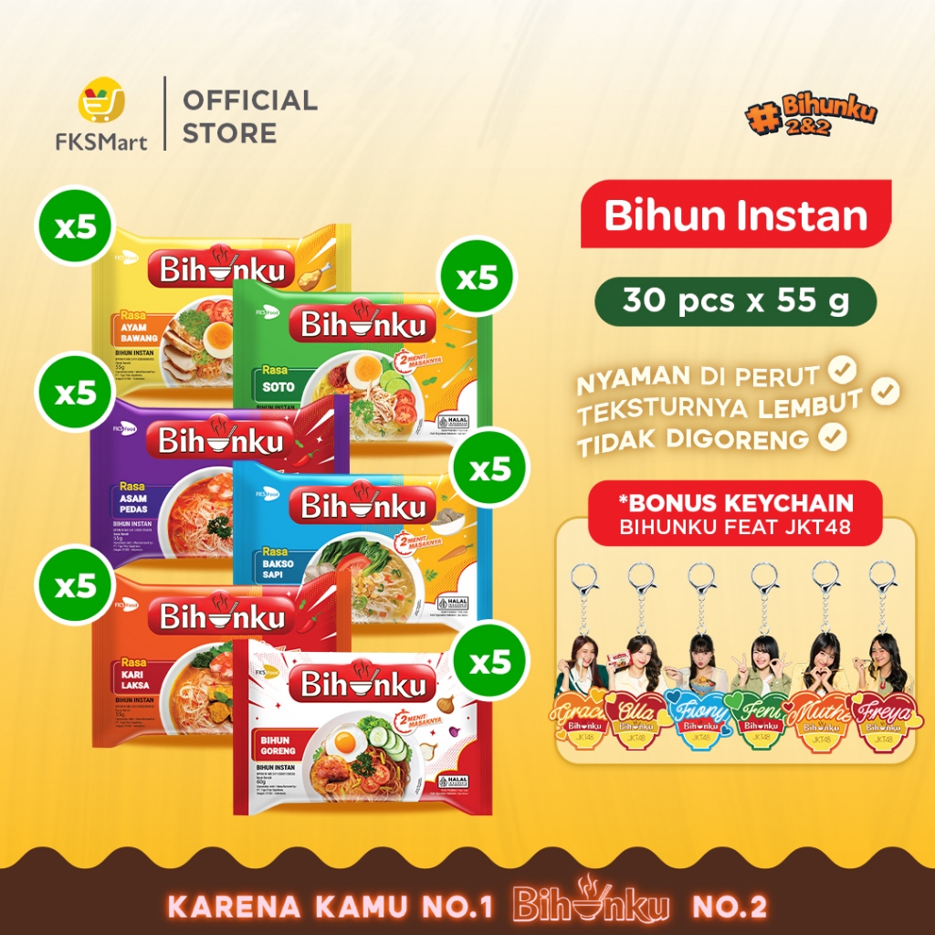 

Paket Bihunku x JKT48 6 Varian (30 PCS) + FREE Keychain