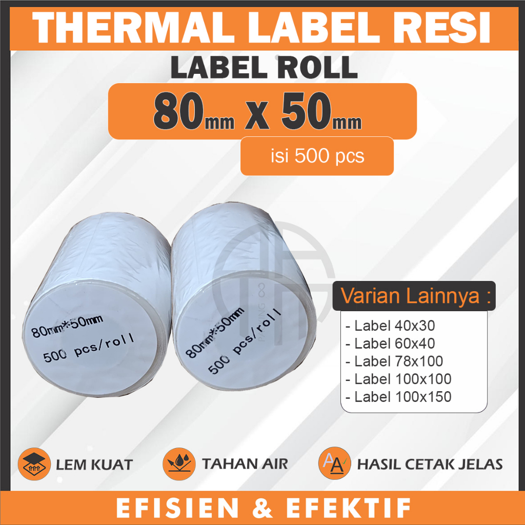 

Stiker Label Resi 80x50 mm isi 500 pcs Kertas Thermal Label Resi