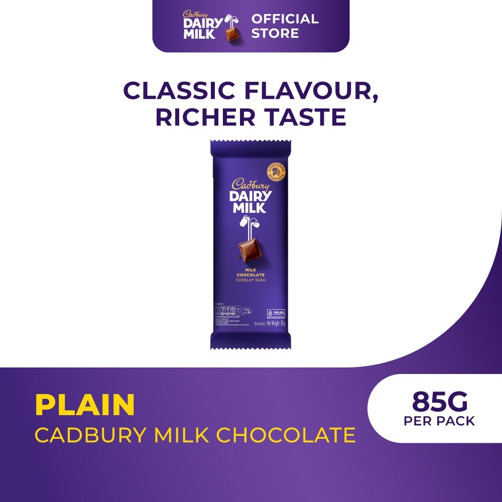 

Cadbury Dairy Milk Chocolate 85gr | Cokelat Susu Original Premium Cemilan Favorit Keluarga