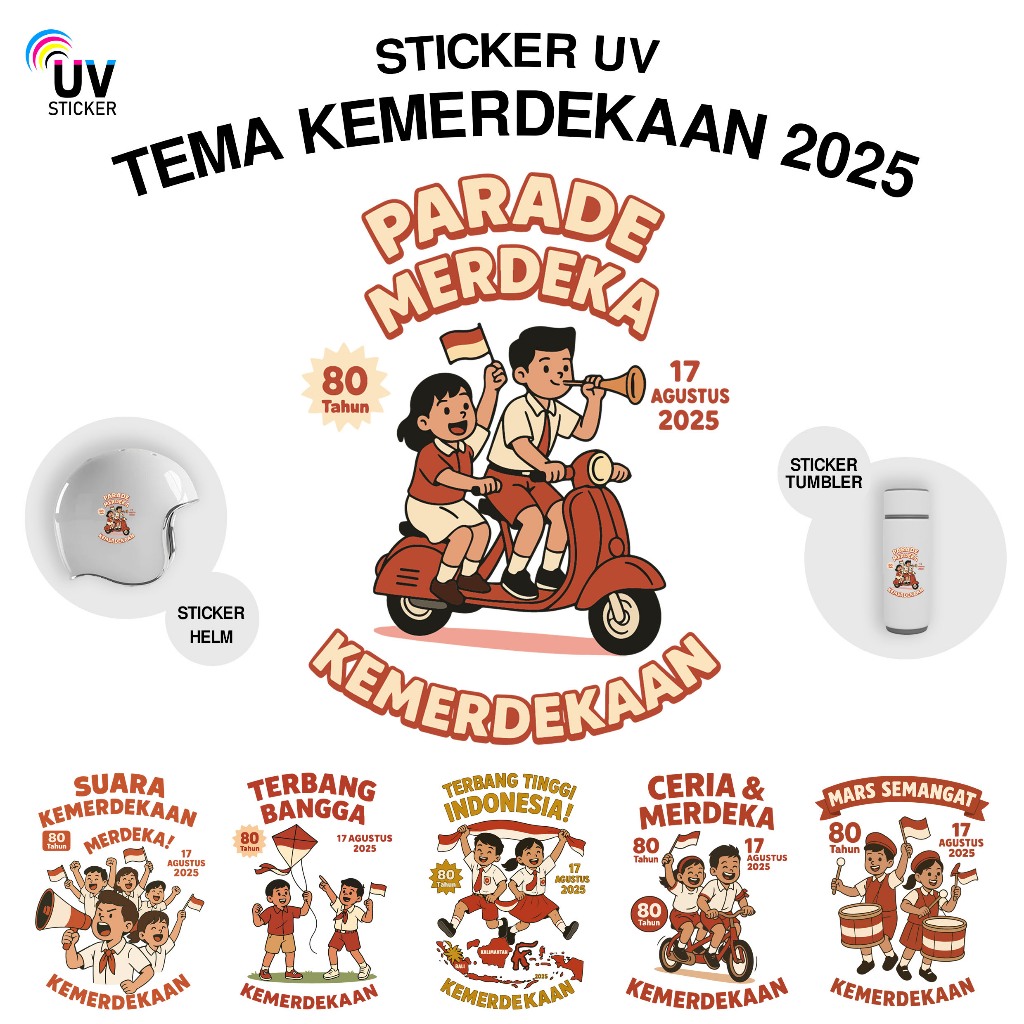 

STIKER UV - TEMA KEMERDEKAAN 2025 | STICKER UV, STICKER MOTOR, STICKER MOBIL, STICKER HELM, STICKER TUMBLER, STICKER 3D, STICKER UV DTF BY UVSticker