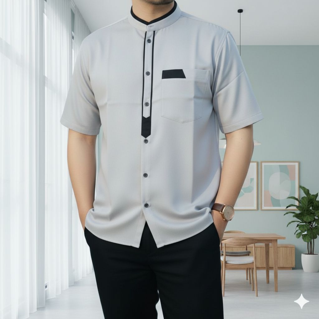 Pakaian Elegant Koko Dewasa 2026 Bj Muslim Pria Kemeja Pendek Baj Motif Bordir Baju Dewasaa Bju Terb