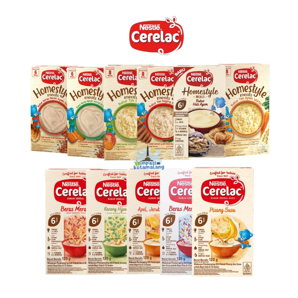 6+ NESTLE CERELAC BUBUR BAYI 120GR/CERELAC HOMESTYLE/CERELAC NUTRIPUFF