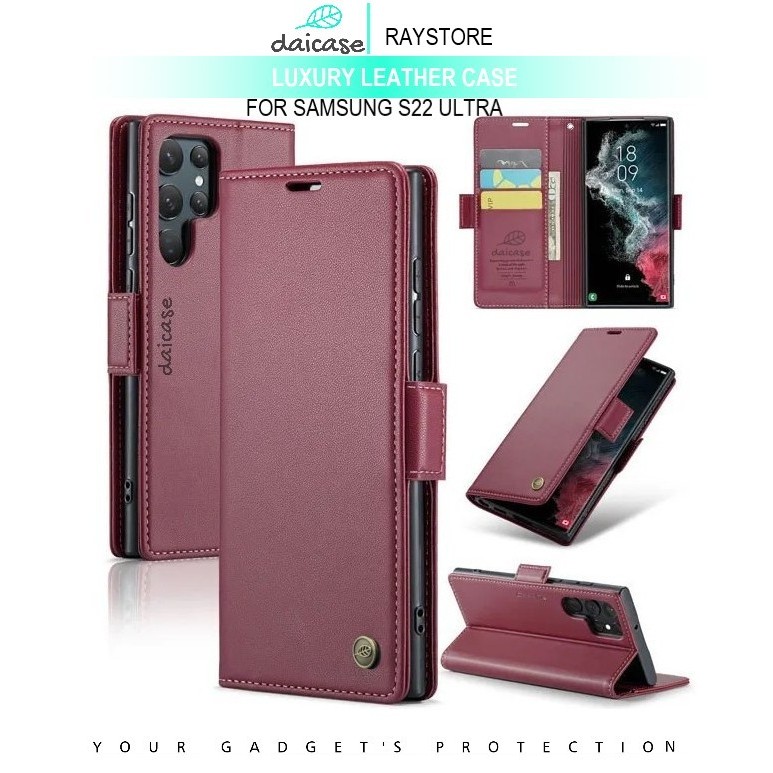 SAMSUNG S22 ULTRA FLIP LEATHER CASE PREMIUM-FLIP WALLET CASE UNTUK SAMSUNG S22 ULTRA